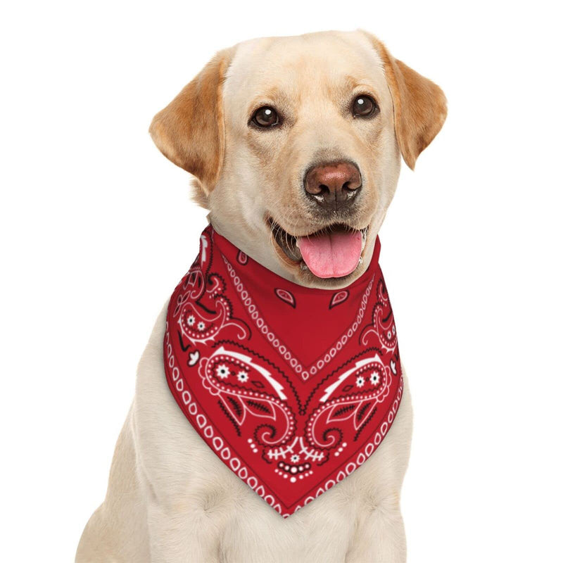 Dog Bandana Scarf Triangle Bibs Pet Accessories Cat Kerchief Black Border Red Colorful Paisley - BeesActive Australia
