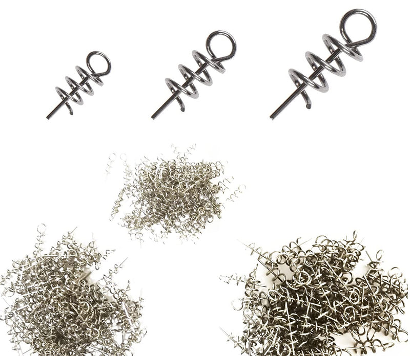 Hyamass 300Pcs 14mm 18mm 22mm Soft Lure Bait Spring Twist Lock Outdoor Fishing Crank Hook Centering Pin for Soft Lure Bait Worm Crank - BeesActive Australia
