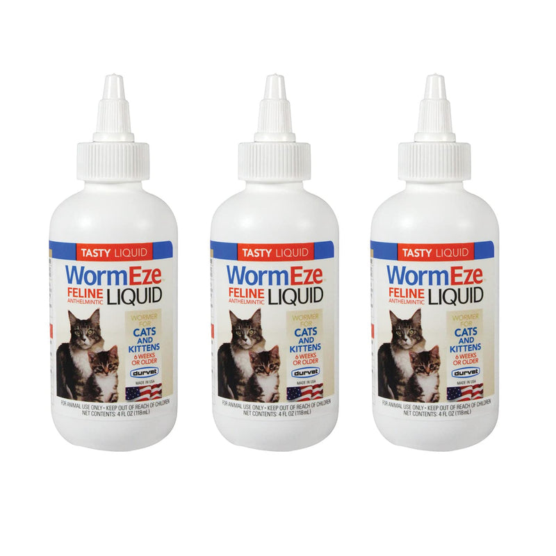 N/1 Cat Dewormer, Durvet Wormeze Feline Liquid Wormer for Cats & Kittens 4oz, Cat Wormer for All Worms, 3 Packs - BeesActive Australia