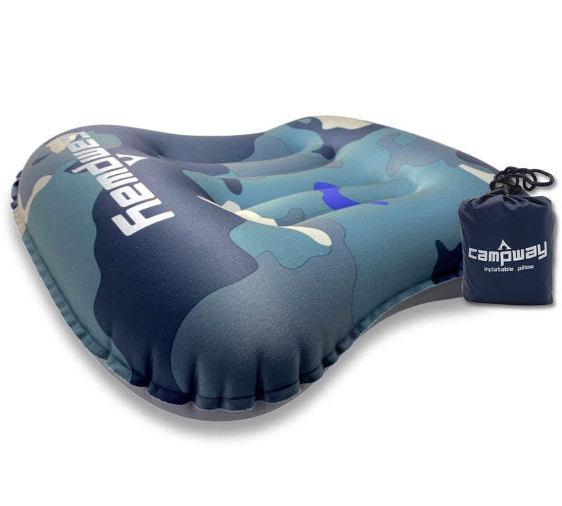CAMPWAY Ultralight Inflatable Camping and Travel Pillow - Compact, Compressible Air Pillow for Neck and Back Support - Pillow for Camping, Hiking and Backpacking Camouflage 1 - BeesActive Australia