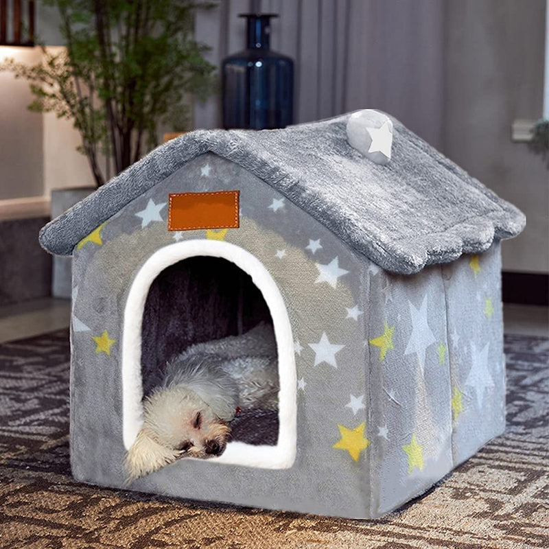 Aquarius CiCi Dog House Indoor, Foldable Dog House Kennel Bed Mat with Cushion for Small Medium Large Dogs Cats, Winter Warm Cat Nest Puppy Cave Sofa Pet Products (Small), Green, Gray, Pink (CYZ47) - BeesActive Australia