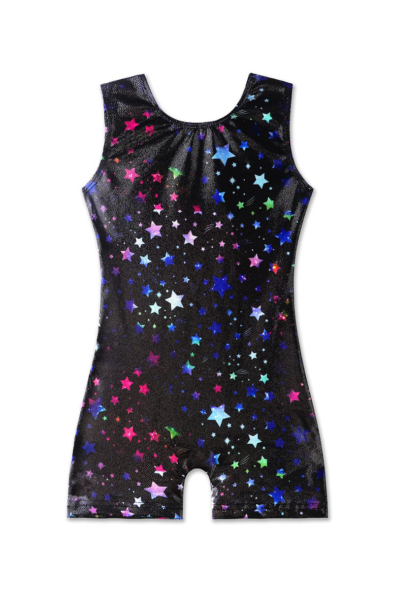 EQSJIU Gymnastics Leotards for Girls Kids Rainbow Mosaic Mermaid Butterfly Stars Leopard Galaxy Tie Dye Cosmos Leopard 5/6 Years Colorful Stars - BeesActive Australia