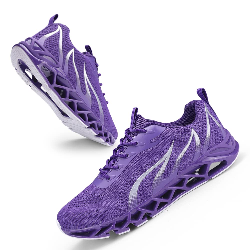 Verna Polly Mens Walking Shoes Non Slip Sport Jogging Tennis Athletic Casual Fashion Sneakers Lightweight Breathable Mesh Trail Running Shoes 7.5 Purple - BeesActive Australia