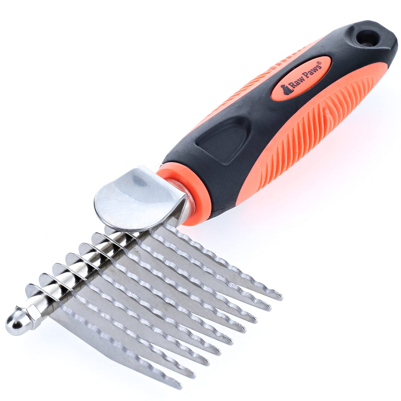 Raw Paws Pet Dematting Comb for Dogs Long Hair to Medium with Long Blades with Safety Edges - For Removing Mats, Tangles & Knots - De-matting Tool for Dogs - Dog Tangle Comb - Dog Mat Tool - Dog Tangle Brush - BeesActive Australia