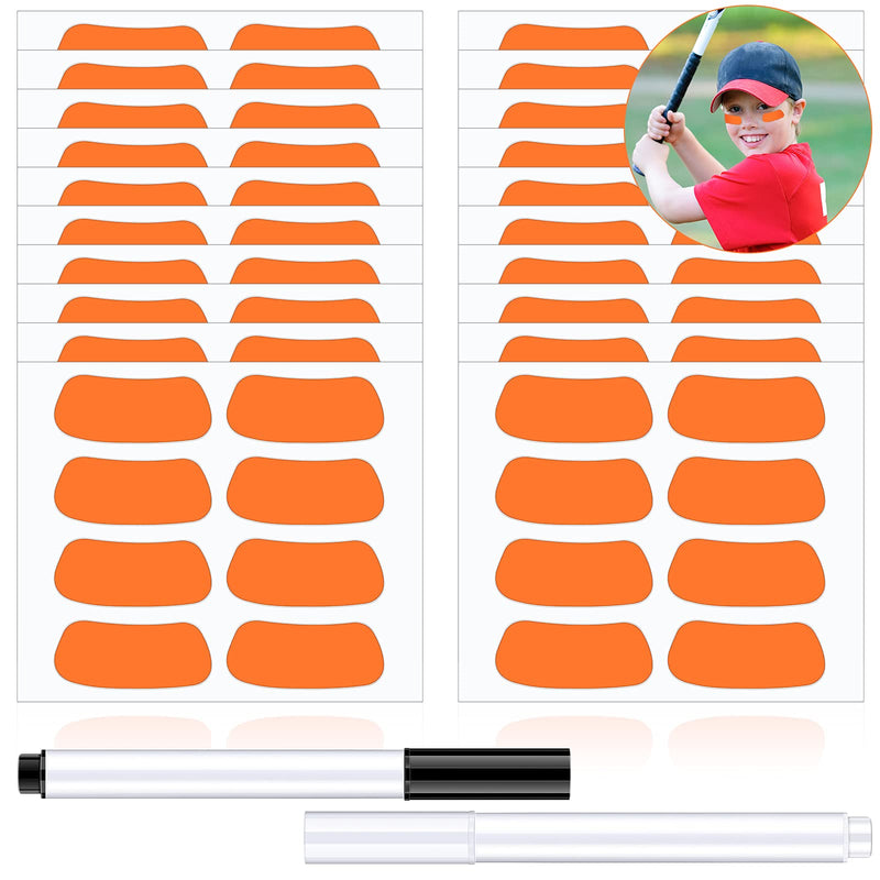160 Pieces Sports Eye Black Stickers for Kids Football Eye Black Lettering Softball Baseball Face Stickers Lacrosse Fans Eye Strips with 2 Pencils for Party Game Sport Supplies (Orange) Orange - BeesActive Australia