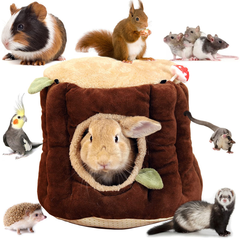 LeerKing Guinea Pig Bed, Cozy Hamster Guinea Pig Hideout House Cage Stuff Accessories for Rat, Bearded Dragon, Chinchilla, Ferett, Hedgehod, Rabbit Large Brown - BeesActive Australia