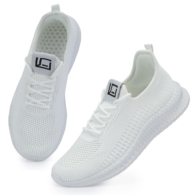LCGJR Men's Running Shoes Ultra Lightweight Breathable Comfortable Walking Shoes Casual Fashion Sneakers Mesh Workout Shoes 7 White - BeesActive Australia
