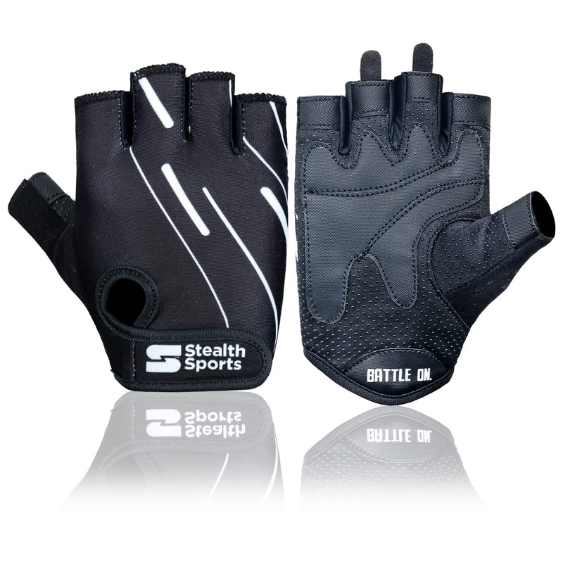 Stealth Sports Workout Gloves – Professional Weight Lifting Gloves for Men and Women – Foam Padding with Anti-Slip Gripper Gym Gloves – Breathable Lifting Gloves for Cycling, Gym, Fitness Training Black Medium - BeesActive Australia