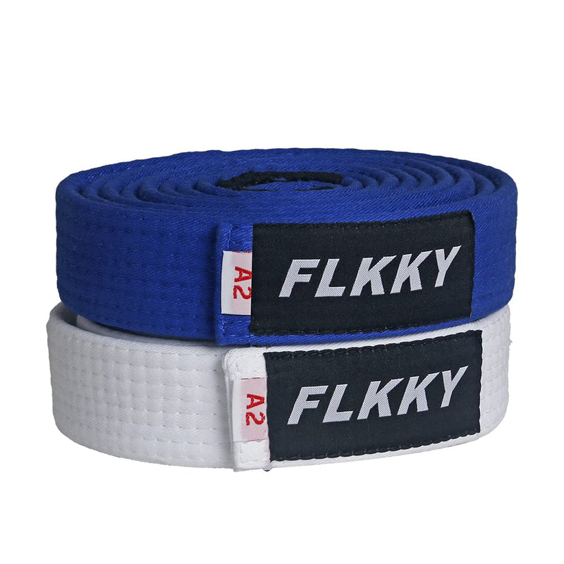 FLKKY BJJ Belt for Kids and Adult,Brazilian Jiu Jitsu Belt with Sleeve Bar for Ranking Stripes IBJJF Competition Approved White A0 - BeesActive Australia