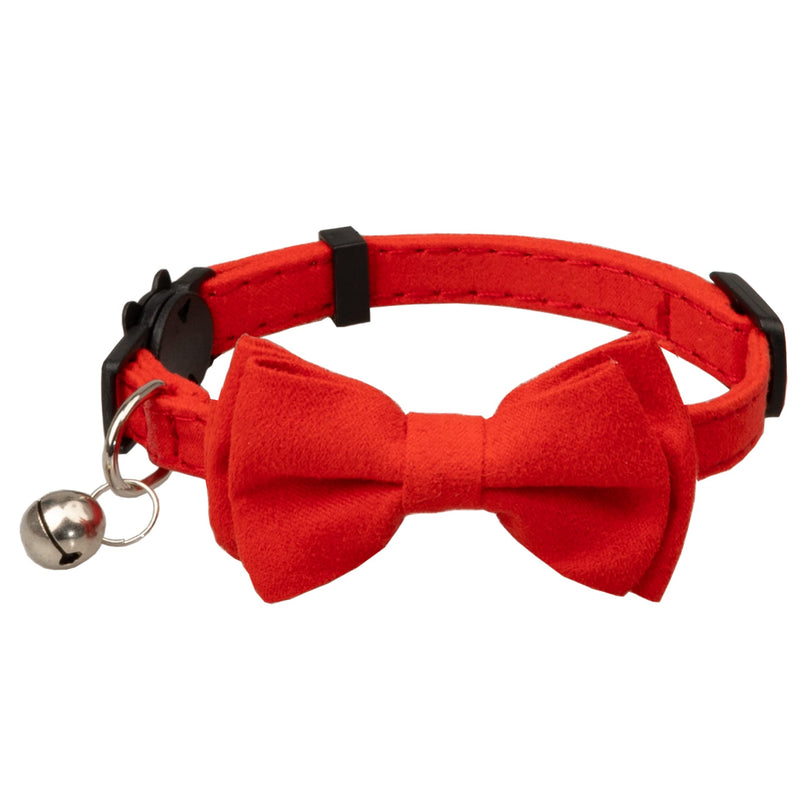Gyapet Cat Collar with Bell Breakaway Kitten Small Puppy Safety Bow Tie Solid Wedding Basic Color [1pc] Red - BeesActive Australia