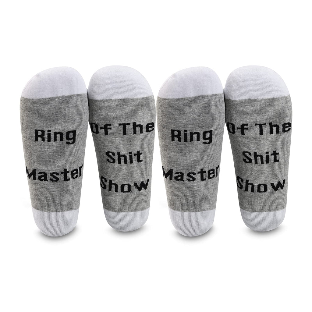 LEVLO Funny Ringmaster Gifts Ring Master Of The Shit Show Socks Mothers Day Gift 2 Pairs/Set - Mid Calf -1 - BeesActive Australia