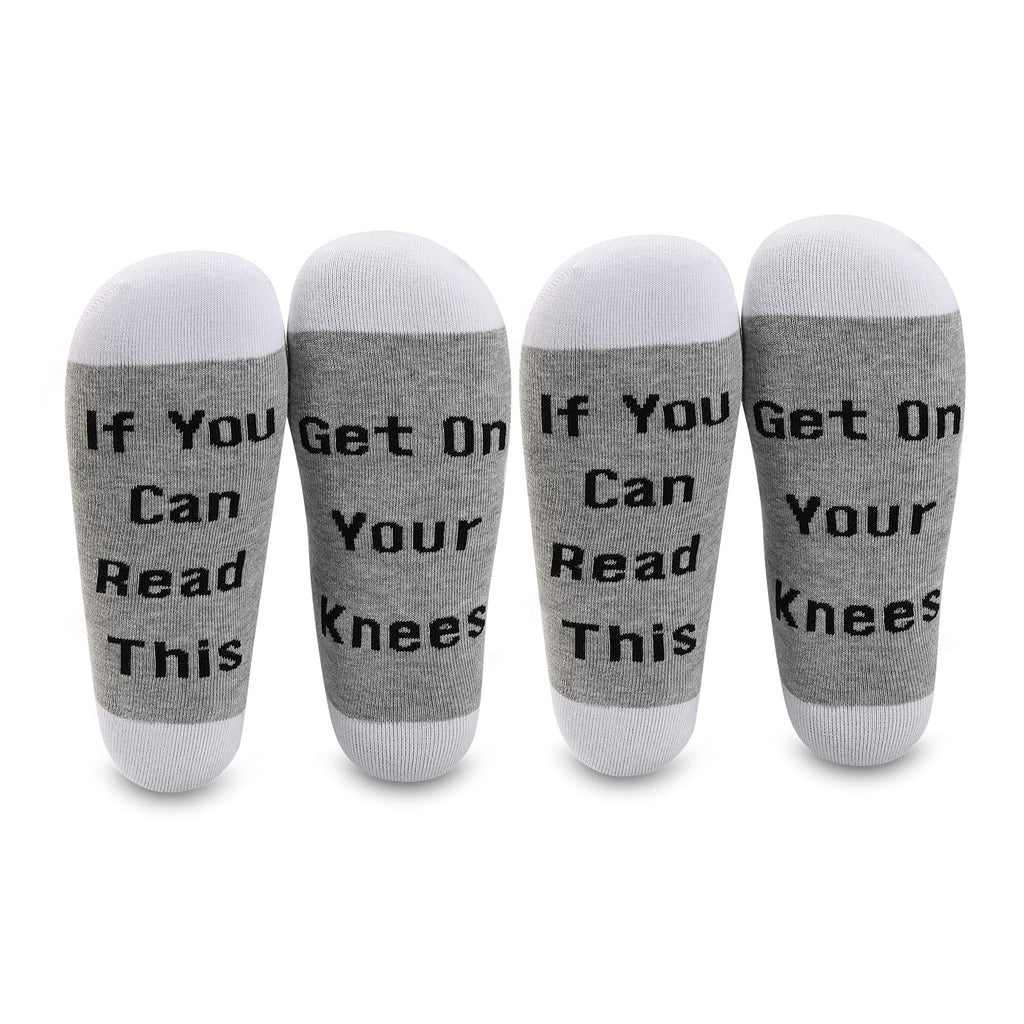 LEVLO Funny BDSM Gifts If You Can Read This Get On Your Knees Socks Sub And Dom Lovers Gifts 2 Pairs-mid Calf - BeesActive Australia