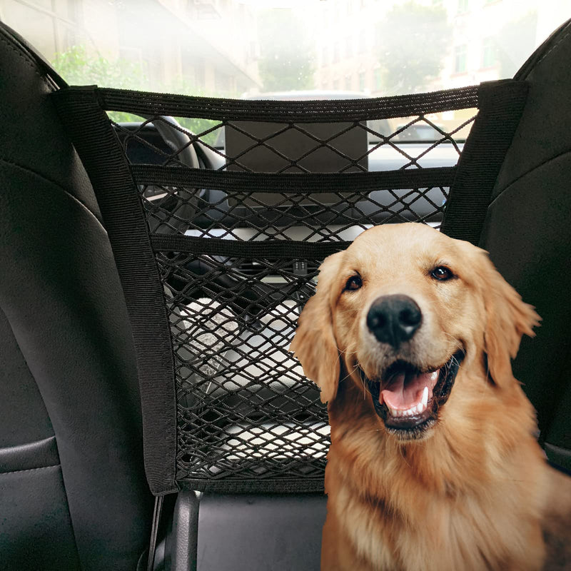 DoL Car Dog Net Barrier. Pet Mesh Barrier with Storage Bag for Water Bottles,DVDs. Stretchable Organizer Bag for Jeep,Off-Road,Pickup SUV. Barrier of Backseat Pet Kids. - BeesActive Australia