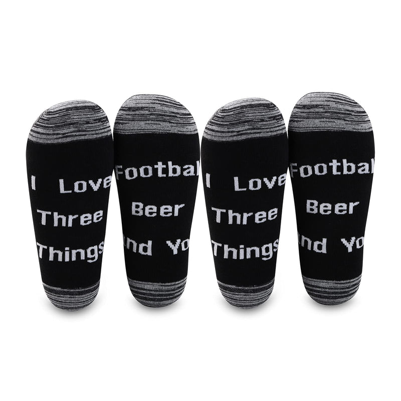 LEVLO Funny Football Beer Lovers Gifts I Love Three Things Football Beer and You Socks Valentines Day Gifts 2 Pairs-mid Calf-1 - BeesActive Australia