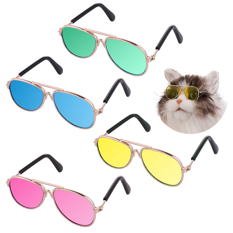 Molain Cat Sunglasses- Pet Puppy UV Protection Sunglasses Dolls Sun Glasses, Small Dog Cosplay Photo Props Cute Sunglasses 4Pcs- Aviator Sunglasses - BeesActive Australia