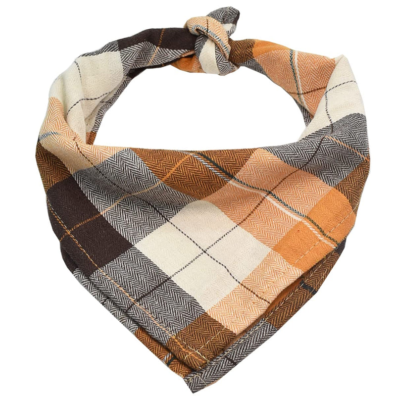 Bubblepup Plaid Dog Scarf/Dog Bandana, Cotton Dog Bandana for Small Medium Large Dogs, Dog Kerchief, 1PC Square Dog Scarf Dog Triangle Bibs Brown&Beige - BeesActive Australia