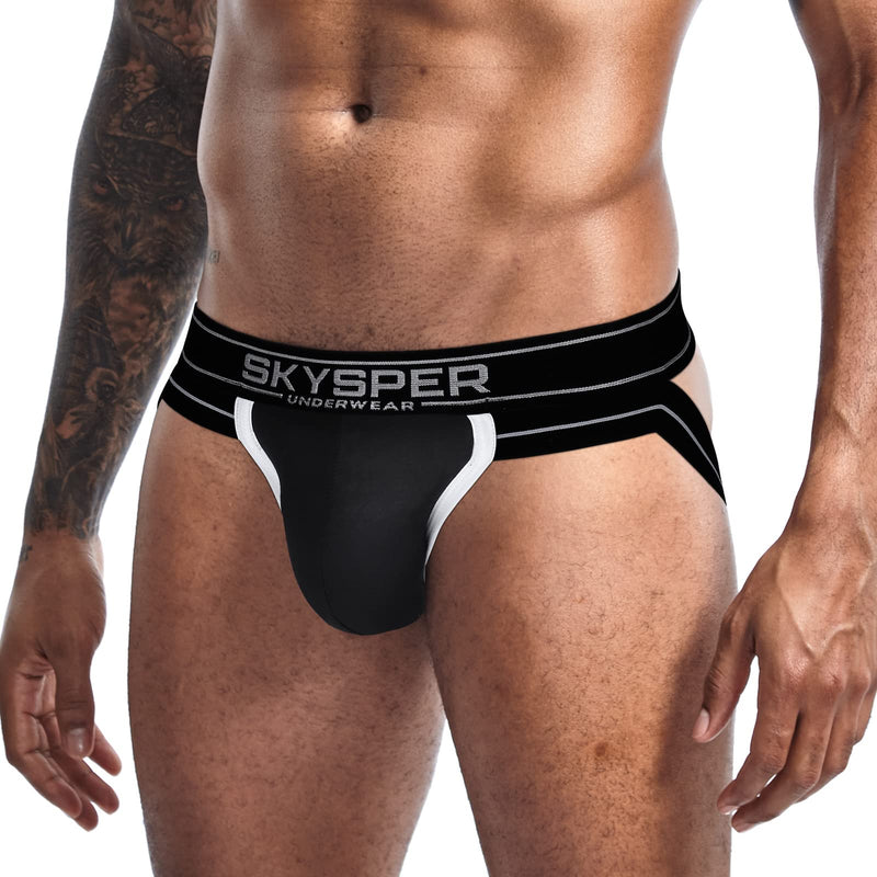 SKYSPER Mens Jockstrap Underwear Jock Straps Male Athletic Supporters for Men Sg29-black Large - BeesActive Australia
