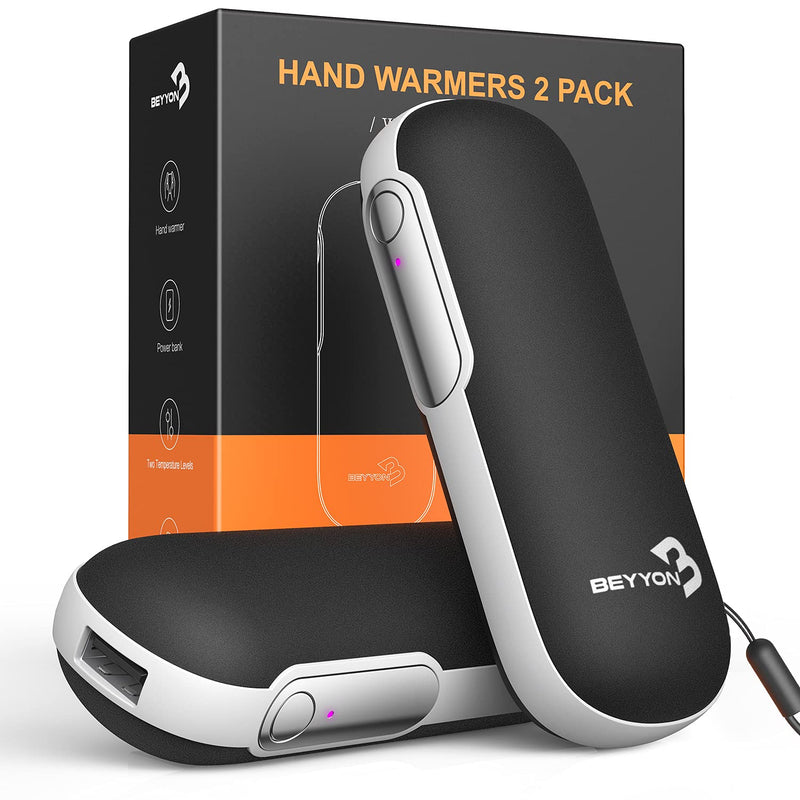 Hand Warmers Rechargeable 2 Pack, 5000mAh Rechargeable Electric Hand Warmer,Portable Reusable USB Heater/Power Bank,Pocket Body Warmer for Outdoor Sports, Hunting,Camping,Winter Gifts for Women Men Black - BeesActive Australia