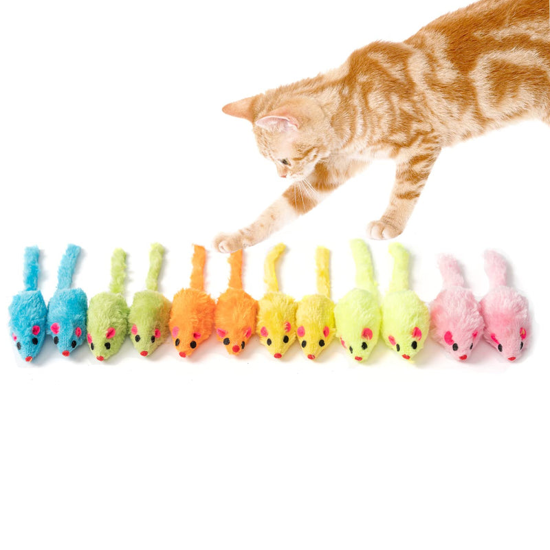 MeoHui Fur Mice Cat Toys, Rattling Catnip Cat Toys Mice, 5.5” Real Little Mice Size Cat Mouse Toys with Rattle Sound, Catnip Prefilled Cat Mice Toy for Indoor Cats Kitten Interactive Play Fetch 12PCS - BeesActive Australia
