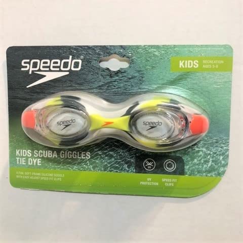 Speedo Kids Scuba Giggles Tie Dye Goggles - Lime / Clear Lenses - BeesActive Australia
