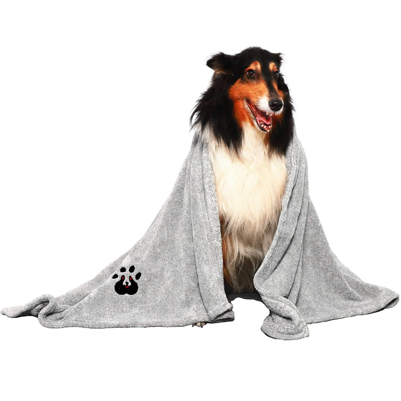 Dogvingpk Extra Large Dog Towel Super Absorbent Dog Towels for Drying Dogs Bath Grooming Soft Microfiber Pet Towels Grey - BeesActive Australia