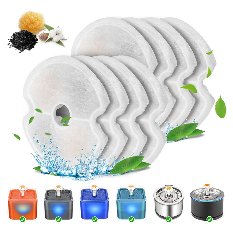 VinDox Cat Water Fountain Filters for Cat Water Fountain 84oz/2.5L Stainless Steel and Neverland Cat Water Fountain with LED Night Light, 8 Packs 8 Pack Replacement Filter - BeesActive Australia