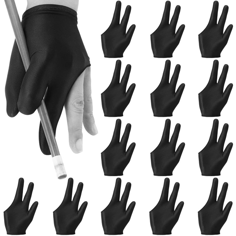 Breathable Pool Gloves Nylon Billiards Gloves Pool Left Right Hand Gloves Universal 3 Fingers Cue Gloves Shooter Cue Sports Gloves for Women Men Indoor Game Kit Billiard Accessories, Black - BeesActive Australia