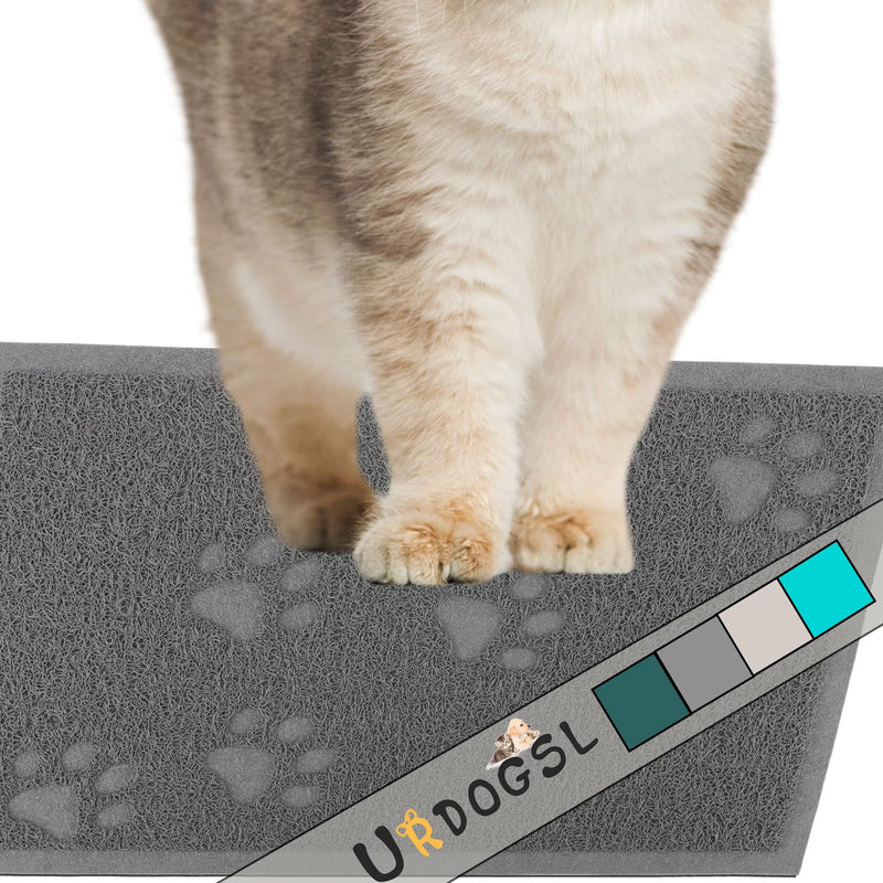 URDOGSL Cat Litter Mat, Premium Durable Cat Litter Trapping Mat for Litter Boxes, Water Resistant and Scatter Control Cat Feeding Mat, Non-Slip Backing, Easy to Clean 15.75"x11.75" Gray - BeesActive Australia