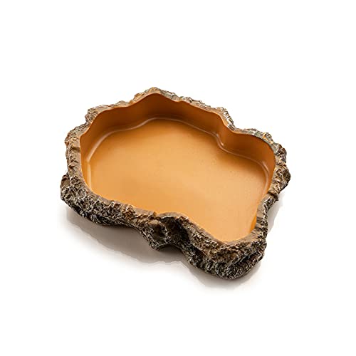 RunXF Extra Large Simulation Rock Reptile Feeding Bowls Resin Corn Snake Ball Python Iguana Bearded Dragon Tortoise Food Water Dish Bathing Bowl Habitat Accessories, 9.5 inch x 6 inch, S - BeesActive Australia