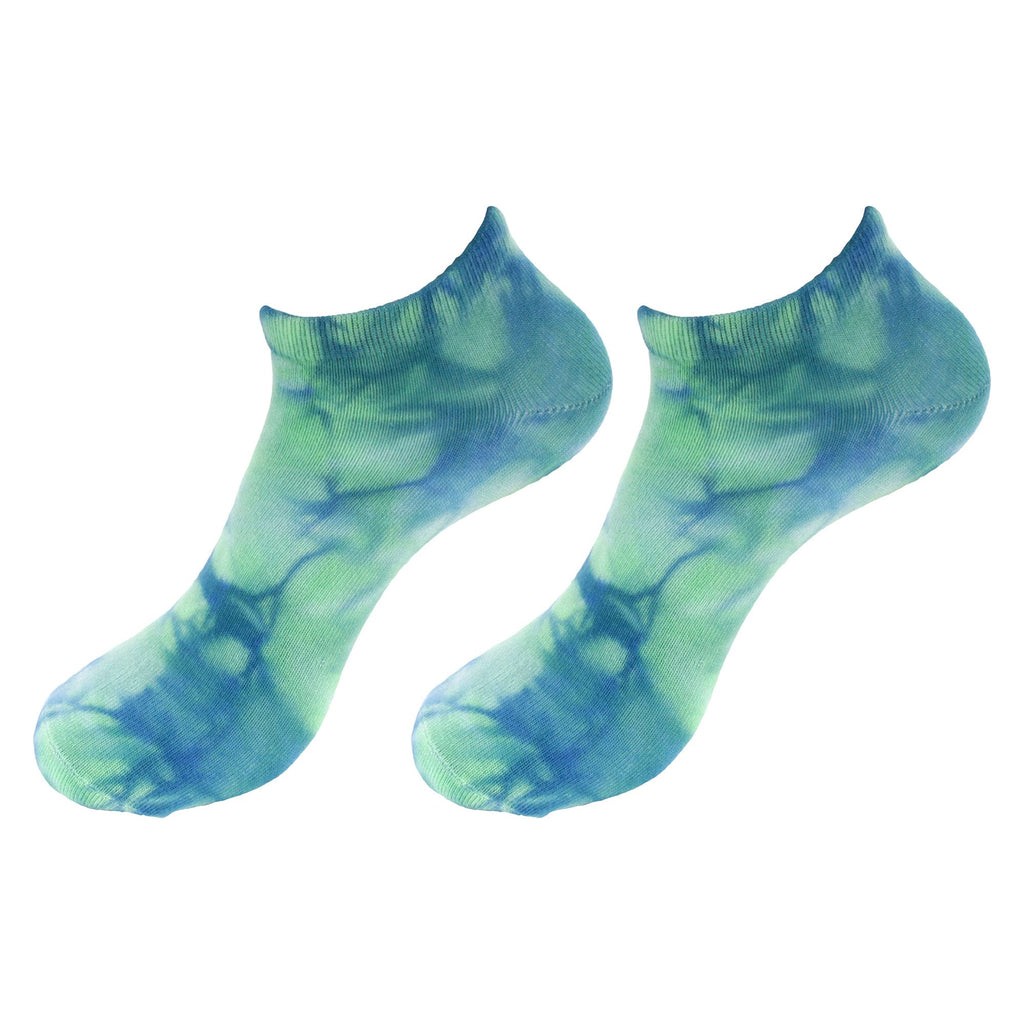 Men's Rayon from Bamboo Fiber Ultra Breathable Superior Wicking Athletic Ankle Sports Socks - 2 Pair Value Packs 10-14 Tie Dye Blue Green - BeesActive Australia