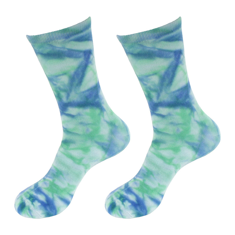 BambooMN Women's Bamboo Athletic Tie Dye Crew Socks - 2 pairs 4-9 Blue Green - BeesActive Australia