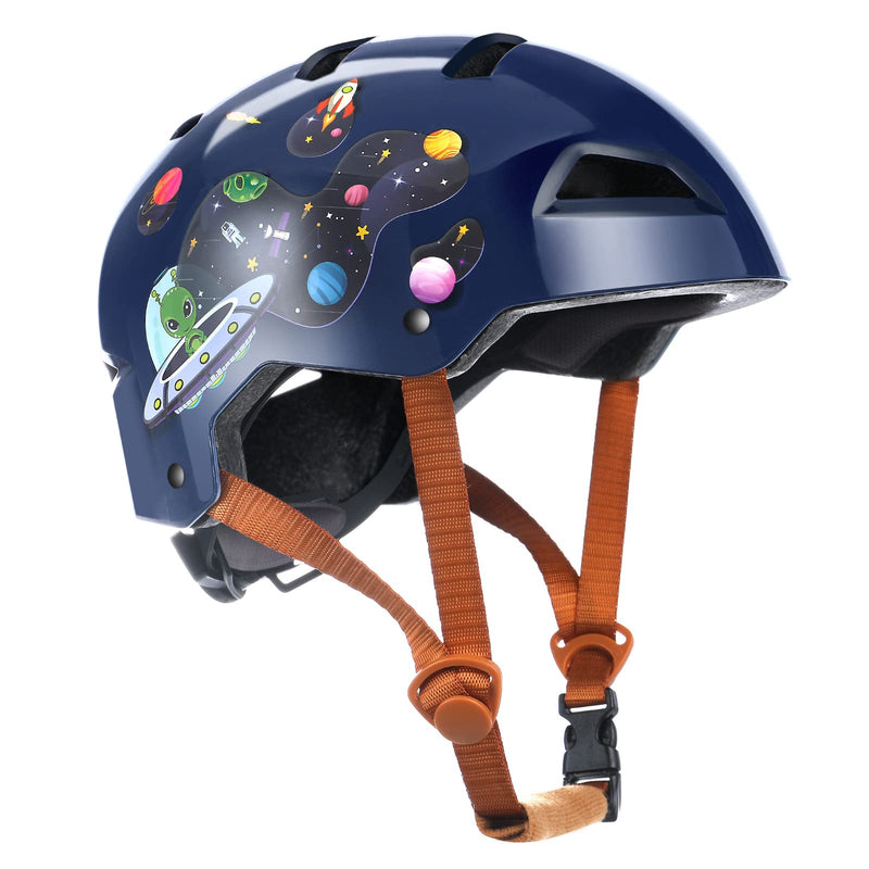 Whalezon Kids Toddler Bike Helmet Ages 3-5-8-14 Youth and Adults, Dual-Certified CPSC and ASTM Skateboard Bicycle Scooter Cycling BMX Skate Helmets for Boys Girls Men and Women Small: 48-54cm/ 19''-21.25'' Alien Space Blueberry - BeesActive Australia