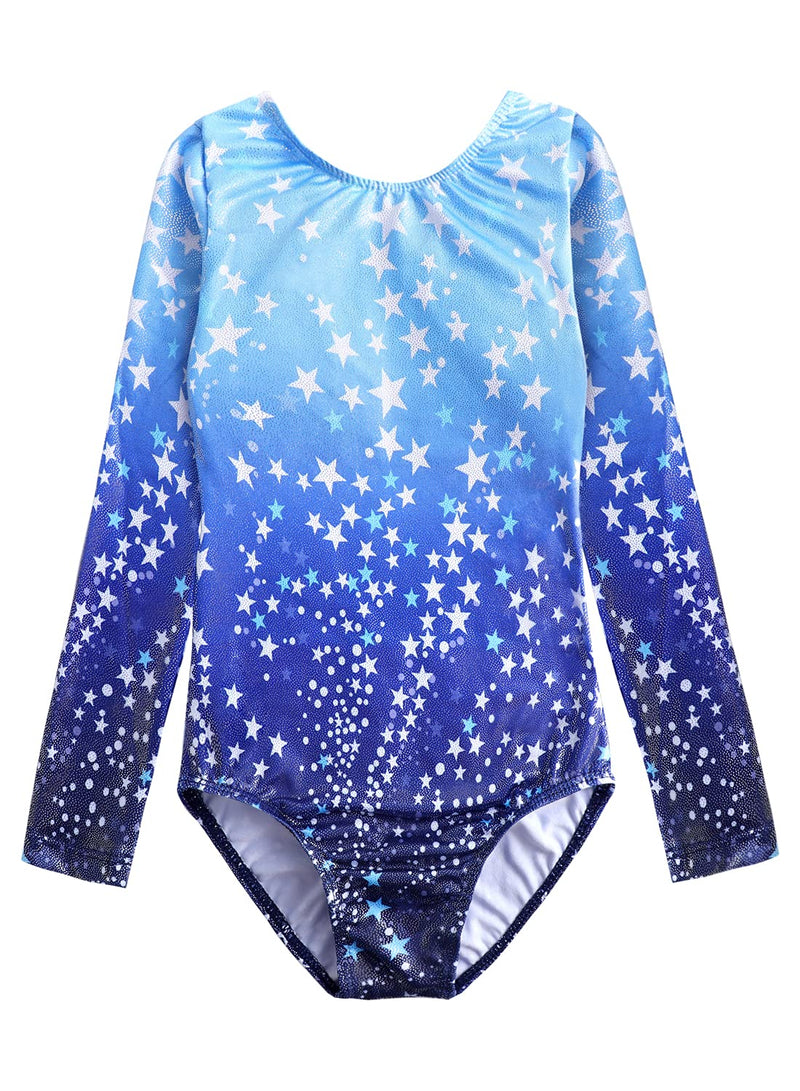 Gymnastics Leotards for Toddler Girls Long Sleeve Mermaid Sparkly Ballet Dance One Piece Outfit Long Sleeve-star Blue 120 5-6Y - BeesActive Australia