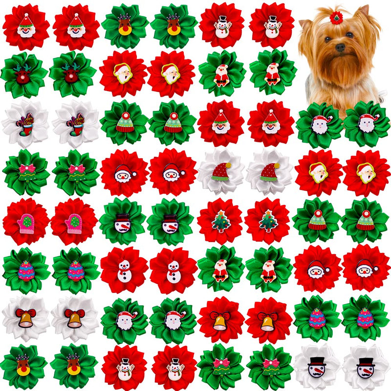 Masue Pets 30pcs/Pack Christmas Dog Hair Bows for Christmas Dog Bows with Rubber Bands Puppy Pet Hair Accessories Topknot - BeesActive Australia