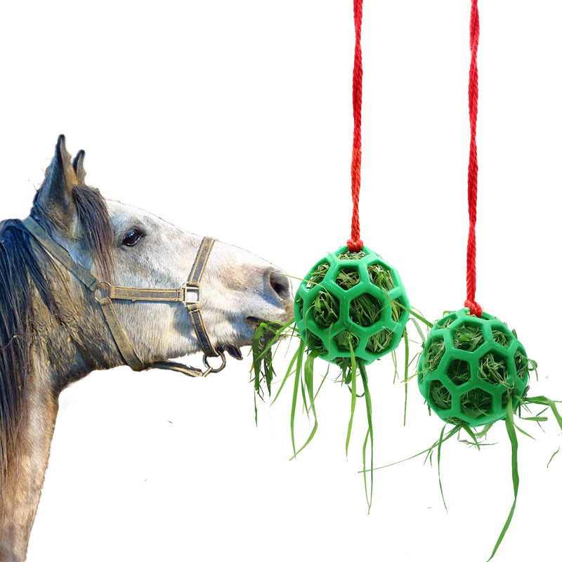 2pcs Horse Treat Ball Hay Feeder Toy Ball Hanging Feeding Toy for Horse Horse Goat Sheep Relieve Stress, Horse Stable Stall Paddock Rest Green - BeesActive Australia