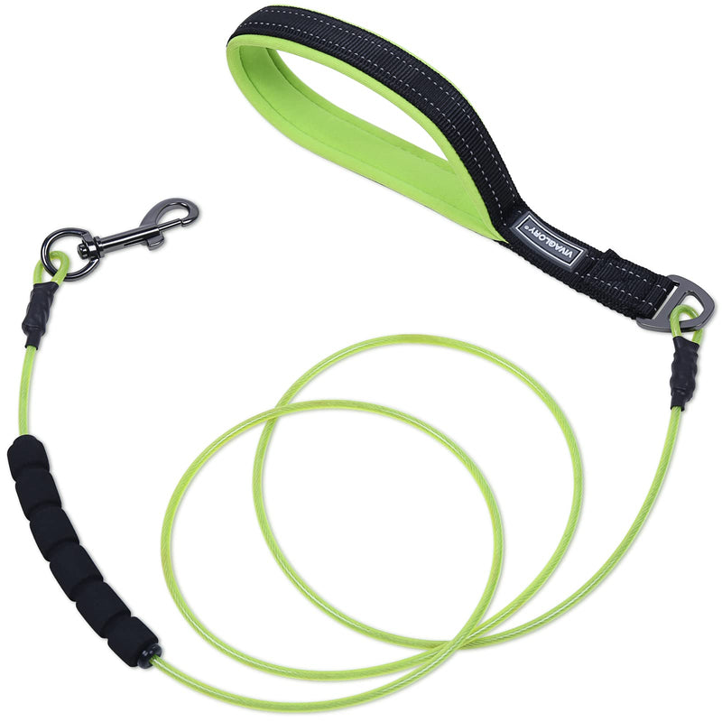 Vivaglory Chew Proof Dog Leash with Soft Foam and Reflective Padded Handle, Waterproof Vinyl Coated Twisted Stainless Steel Wire Rope Lead for Small Medium and Large Dogs 6FT Green - BeesActive Australia