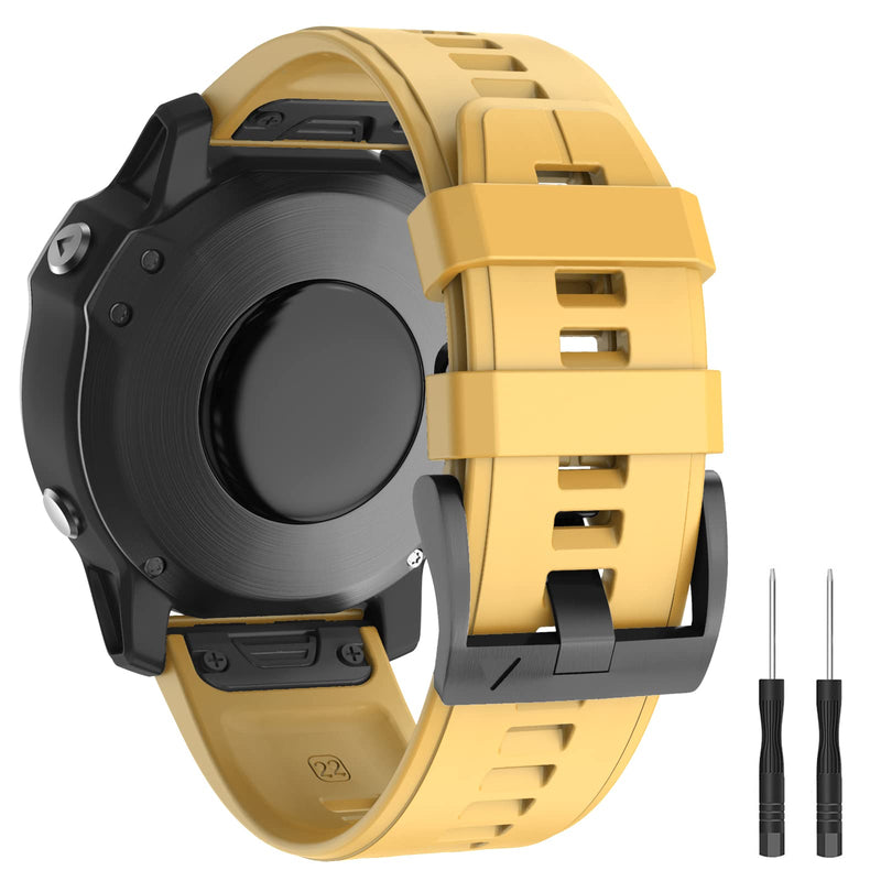 MYSNBKN Compatible Garmin Fenix 6 Band, 22mm Easy-to-Wear Soft Silicone Strap for Garmin Fenix 5/Fenix 5 Plus/Fenix 6 Pro/Garmin Forerunner 935/Forerunner 945/Garmin Approach S60/Garmin Quatix 5 Smartwatch yellow - BeesActive Australia