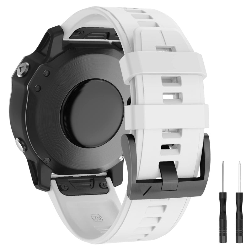 Watch Band for Garmin Fenix 5X/5X Plus, Quick Fit 26mm Wristbands,Compatible with Fenix 6X/6X Pro Fenix 3/3 HR White - BeesActive Australia