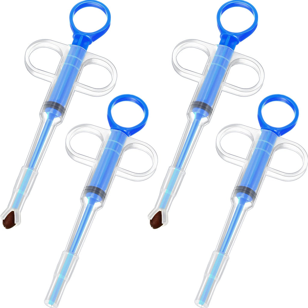 Nuanchu 4 Pieces Cat Pill Shooter Dog Pill Dispenser Pet Piller Popper Pill Gun Pet Tablet Syringe Pusher Soft Tip Pet Medicine Feeder Pill Giver Medical Feeding for Small Animals Blue - BeesActive Australia