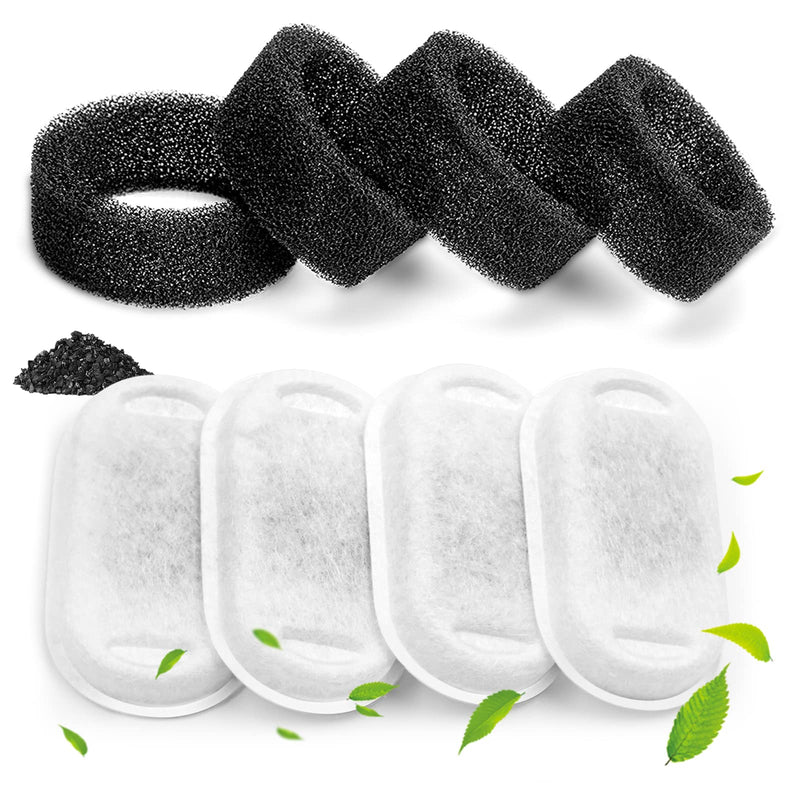 4 Pack / 8 Pack /12 Pack Cat Water Fountain Filters for Stainless Steel 67oz/2L Adjustable Water Flow Pet Fountain, Pet Replacement Filters with 4 Pack / 8 Pack /12 Pack Sponges 4 Filters& 4 Sponges - BeesActive Australia