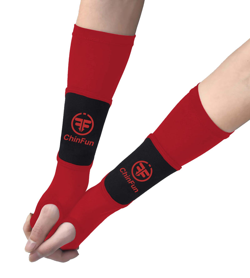 ChinFun Volleyball Arm Sleeves Passing Forearm Sleeves with Protection Pad Volleyball Gear for Youth Girls Women 1 Pair New-black & Red 12" - BeesActive Australia