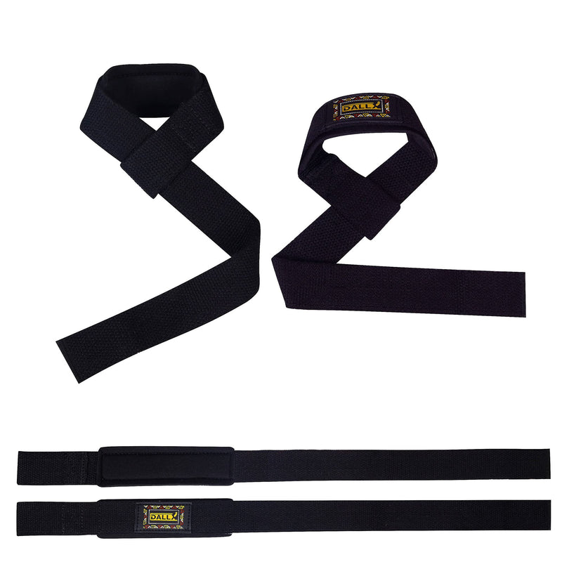 DALLX Weight Lifting Straps for Deadlifting Powerlifting Bodybuilding Gym Fitness Workout Soft Cotton Neoprene Wrist Strong Grip Support for Men and Women – Pair Black - BeesActive Australia