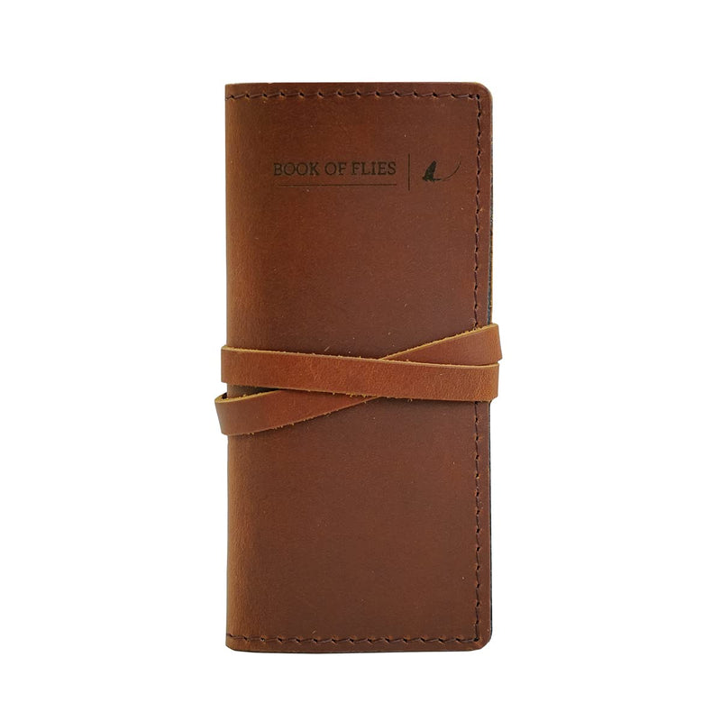 Leather and Wool Fly Fishing Wallet with Wool Felt Interior and Leather Tie Handmade in USA Book of Flies (Saddle) Saddle - BeesActive Australia