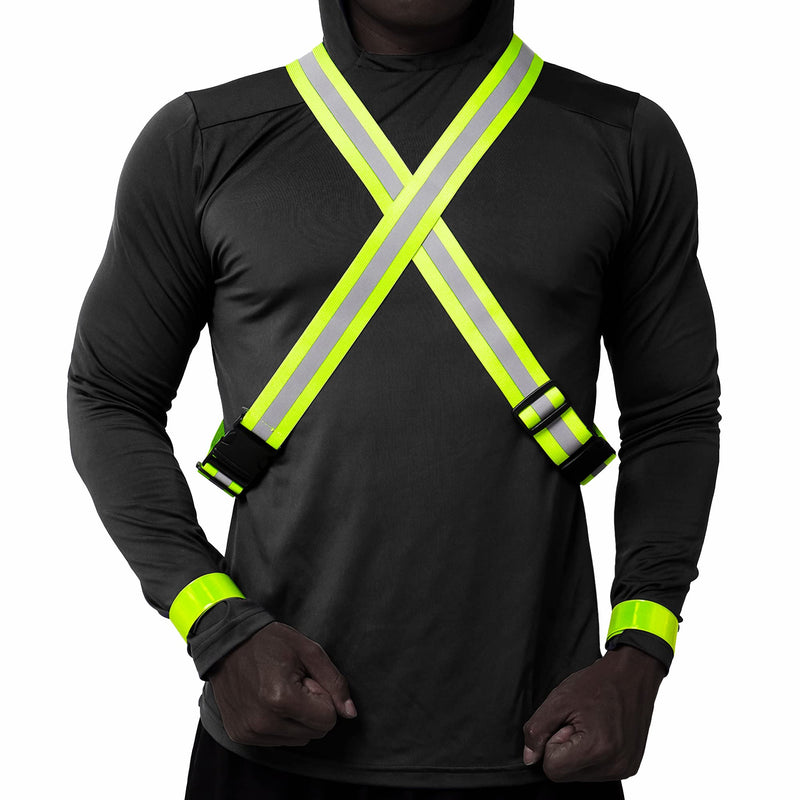 Reflective Running Walking Night Gear - 2 Reflector Belt 2 High Visibility Wrist Straps Runner Bike Riding Cycling Walk Reflectors 4pc Bundle TdActive - BeesActive Australia