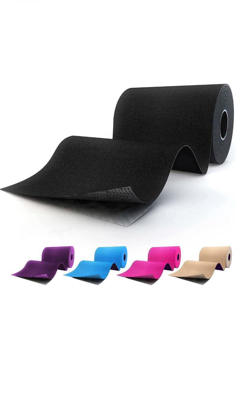 Lenacou Kinesiology Tape (4"x16.4 ft) Extra Roll Wide, Reduces Pain, Made of A High-Grade Water-Resistant Material Preferred by Athletes, Helps Prepare Muscles for Retraining (Black) Black - BeesActive Australia