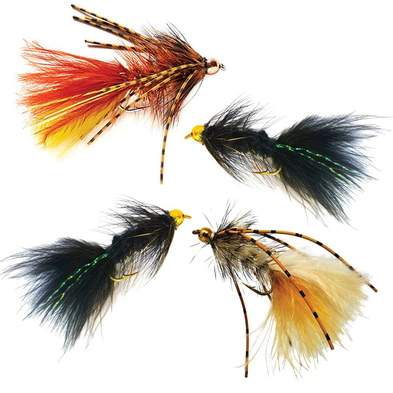 Thor Outdoor BH Woolly Bugger Streamer Fly Fishing Set – Wet Flies for Trout, Panfish, and Bass Fire Tiger-L, Black, Lt Tan - Size #10 - BeesActive Australia