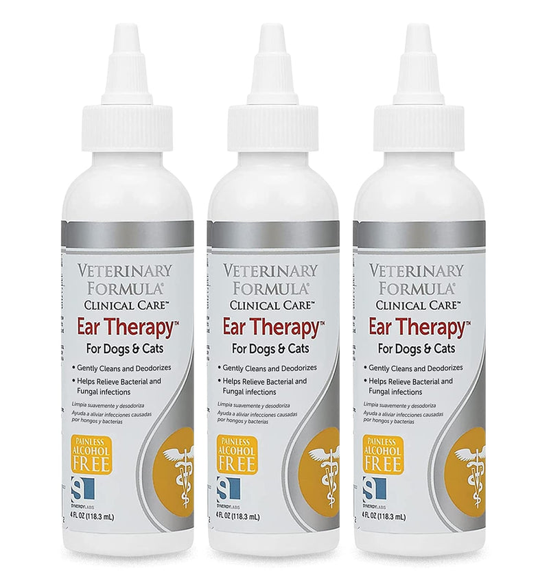 Veterinary Formula Clinical Care Ear Therapy, 4 oz. – Medicated Ear Drops to Help Relieve Bacterial and Fungal Infections in Dogs and Cats – Cleans and Deodorizes – 3 Pack - BeesActive Australia