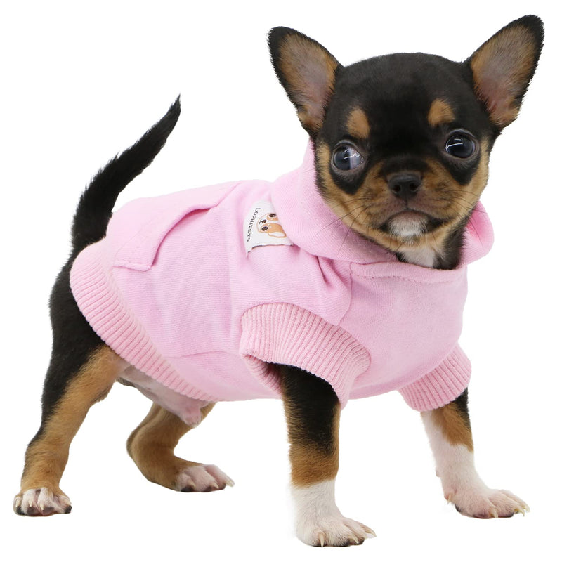 LOPHIPETS Dog Cotton Hoodies Sweatshirts for Puppy Small Dogs Chihuahua XX-Small (0.5-1.2 lbs) Pink - BeesActive Australia