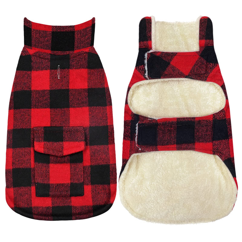 Malier Dog Winter Coat, Classic Plaid Windproof Dog Warm Coat Dog Snow Jacket with Pocket, Cold Weather Dog Winter Clothes Dog Apparel for Small Medium and Large Dogs Red - BeesActive Australia