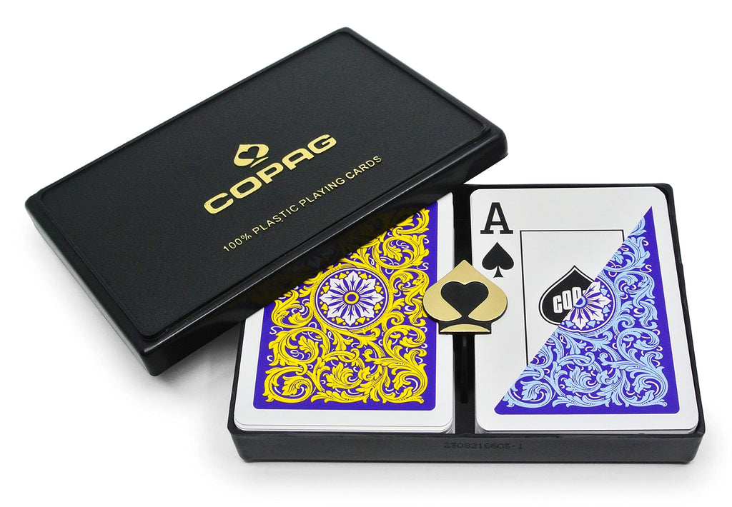 Copag 1546 Neoteric Design 100% Plastic Playing Cards, Poker Size Yellow/Blue Double Deck Set (Jumbo Index) Jumbo Index - BeesActive Australia